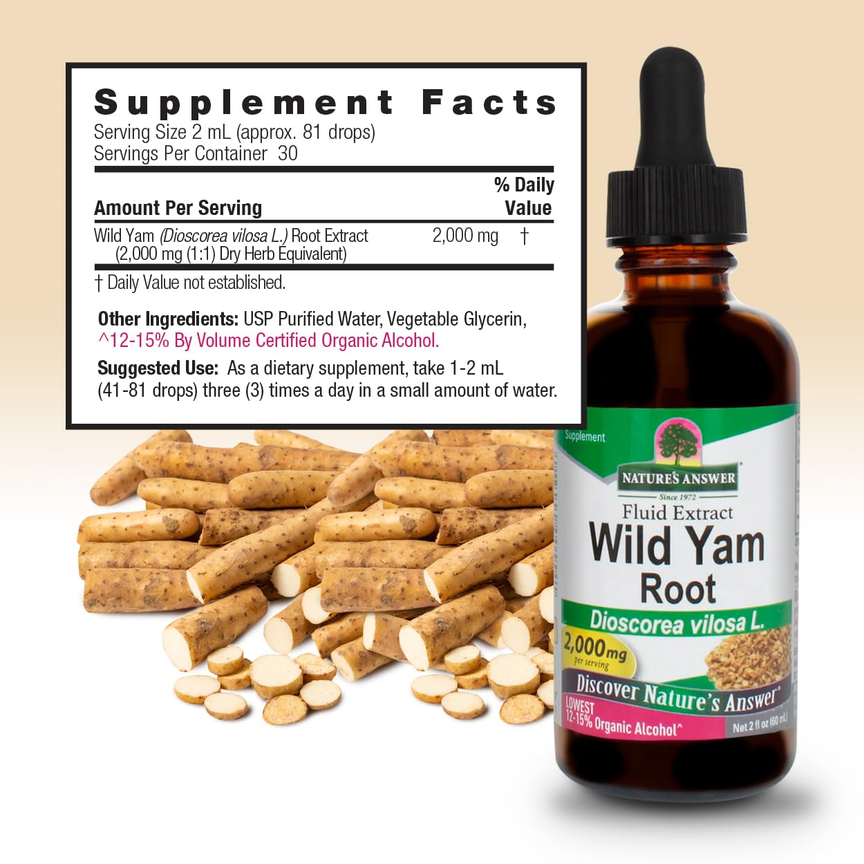 Amazon.com: Nature's Answer Wild Yam Root with Organic Alcohol, 2